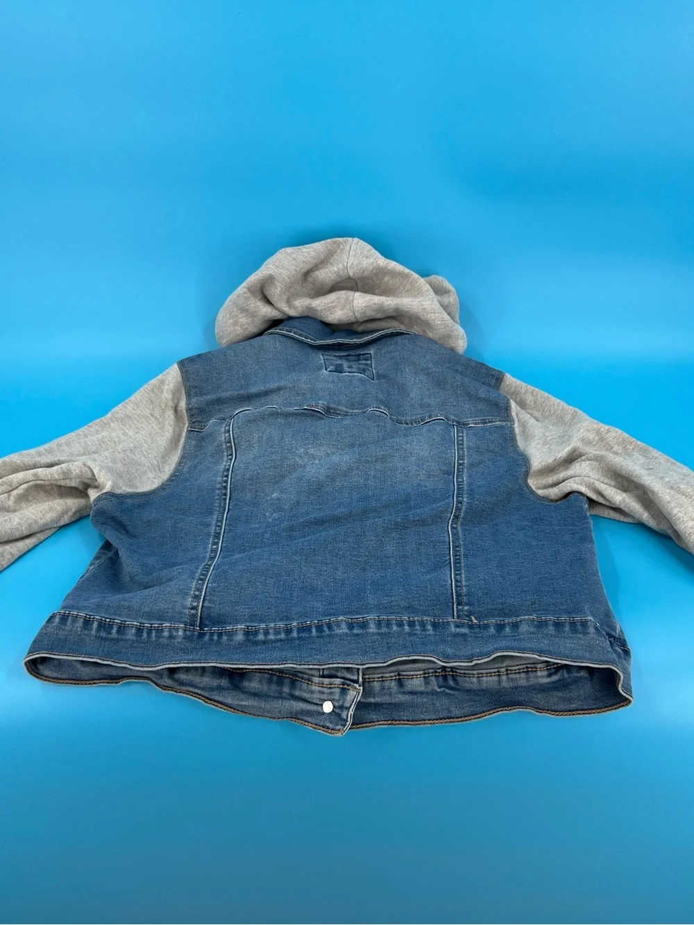 ❄️Kids Denim Hooded Jacket in Light Blue and Gray